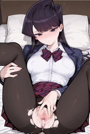 [古見さんは、コミュ症です。][エロ画像]古見硝子がパンストを破いて女性器を拡げたよ♪