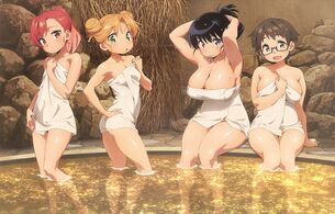 『瑠璃の宝石』エロすぎるムチムチのバスタオル姿の温泉イラストのエロカーテン！