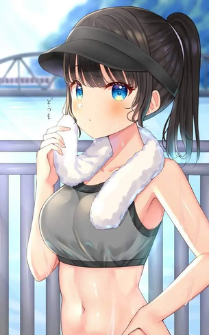 【日常のエロス】タオルを首にかけた運動中女子の二次エロ画像