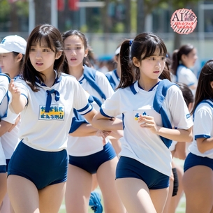 【絶滅種】ブルマーを履いてる女子を撮影した三次盗撮風画像【AI写真】