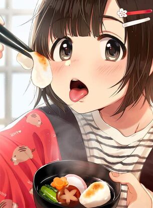 【元旦】お雑煮食べる女子達の二次画像