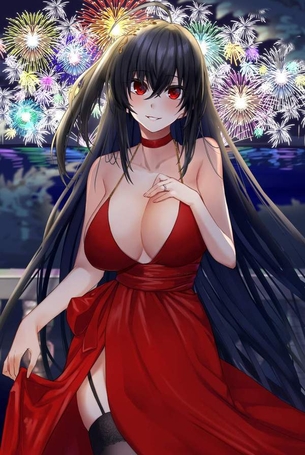 【巨乳キャバ嬢スタイル】おっぱいの谷間を強調したドレス姿の二次エロ画像