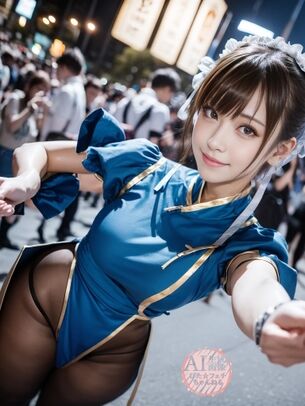 【チャイナドレス】春麗のコスプレをしたコスプレイヤーさんを撮影させてもらった三次風画像 part2【AI画像】