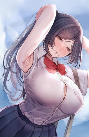 【もうすぐ】袖口からワキがチラっと見えてる夏服女子高生達の二次エロ画像