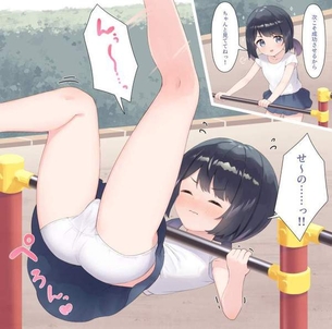 【昔のＪＳ】鉄棒でパンチラしてる少女達の二次エロ画像