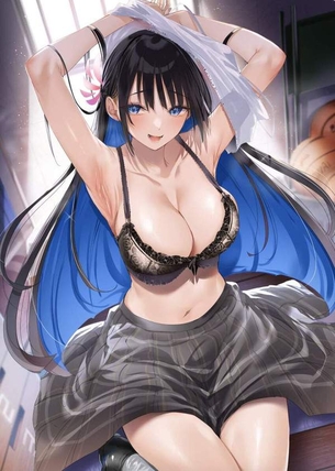 【巨乳限定!!】Ｔシャツ脱いでブラジャーモロ出しになってる二次エロ画像