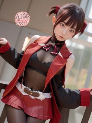 【宝鐘マリン】船長の初期衣装を黒タイツアレンジしたコスプレイヤーさんを撮影させてもらった三次風画像 part2【AI画像】