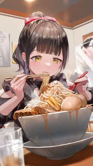 【Ｇ系】二郎っぽいラーメン食べてる女子の二次画像【インスパイア系】