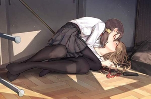 【ﾁｭｯ】女同士でキスしてるJKの二次百合画像