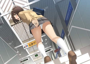 【逆さ撮り目線】階段やエスカレーターでミニスカ女子のパンツ覗いてる二次エロ画像【現実ではギルティ】