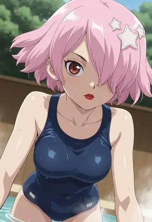 [Dr.STONE][エロ画像]ルーナ・ライトと水着で露天風呂に入ったよ～♪