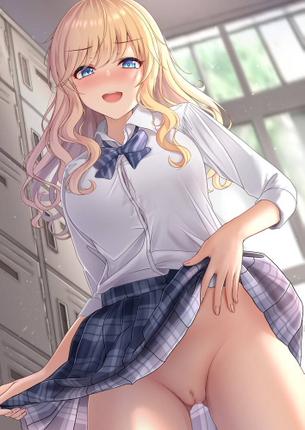 【二次エロ】自分からスカートをたくし上げて男を誘っているエロ画像