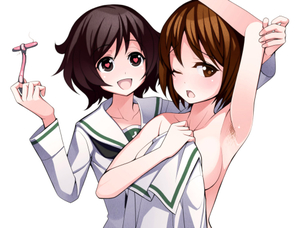 【冬場はありがち】腋処理を怠ってジョリジョリになってる二次エロ画像