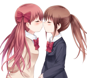 女の子同士マジでキスする5秒前、4、3・・んちゅっとしそうな百合百合キス寸前を御覧くださいw 百合キス 二次画像