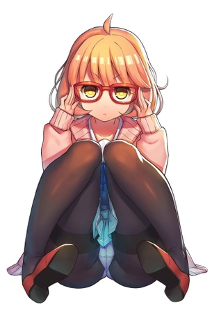 【透けパン】黒スト越しに見えるパンツの二次エロ画像