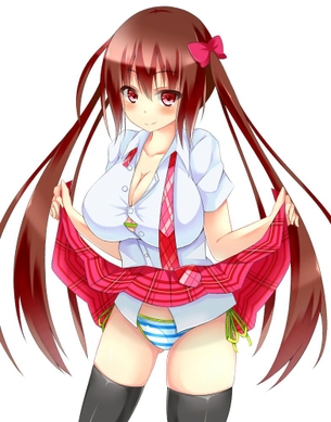 【たくし上げ】スカートをたくし上げてパンツやワレメを見せる少女の二次元画像Part.9（49枚）