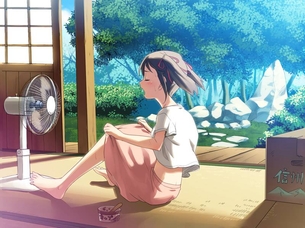 【夏の風物詩】股間に扇風機当てて涼んでる女の子の二次エロ画像