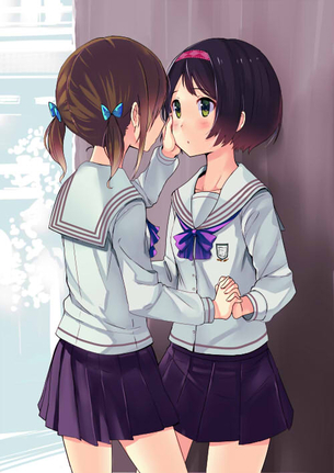 【女子校あるある】学校内でレズってるJKカップルの二次エロ画像