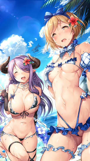 【グラブル】 ジータ＆ナルメア えっちぃ水着 壁紙 iphone7/6/5系 / ipad / android(WQHD) 【画像・壁紙】 (グランブルーファンタジー 24)