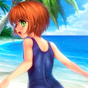至近距離からガン見したい、二次元スク水美少女のエロ画像。