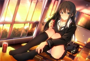 【制服】JKが体育座りでパンチラしてる二次エロ画像