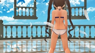 [MMD-R18,ダンまち] ヘスティア様が徐々に薄くなる水着でダンス [エロ動画]