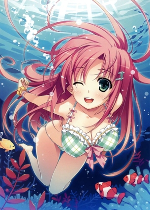【海の日】女の子が水中に潜っている画像 50枚