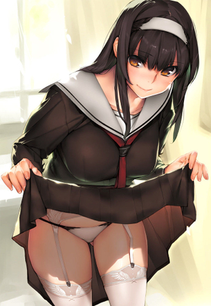 スカートたくし上げてエッチな部分を見せてくるスケベ画像