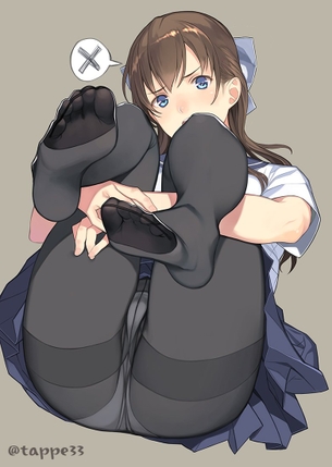 【後は破くだけ】パンスト女子がまんぐり返ししてる二次エロ画像