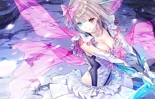 『ブルーリフレクション』エロい巨乳おっぱいの露出がエロい衣装の魔法少女姿の主人公！