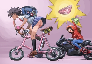 【通勤・通学】自転車パンチラの二次エロ画像