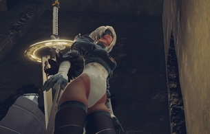 『ニーア オートマタ』スカートが爆破して女の子のパンツが丸見えの状態になれる！