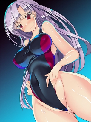 競泳水着の可愛い二次元画像。