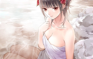 『ブルーリフレクション』と『蒼き革命のヴァルキュリア』のコラボしたエロいお風呂イラスト