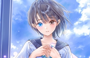 『ブルーリフレクション』ビジュアルブックで女の子の服がはだけてブラが見えてる表紙イラスト