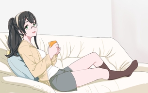 ポニーテールの可愛い二次元画像。