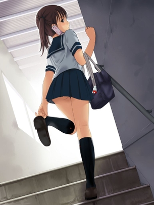 【もう少しあと少し】パンツが見えそうで見えないJKの二次エロ画像