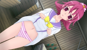 【スカートたくし上げ】真顔でパンツ見せてる二次エロ画像
