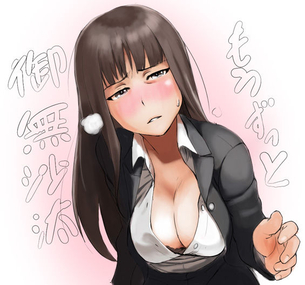【キャリアウーマン】巨乳お姉さんが谷間を強調したブラウス着てる二次エロ画・・・