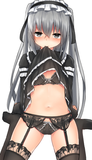 【二次エロ画像】まさに召し上がれポーズwたくし上げて見せちゃう美少女たちwww