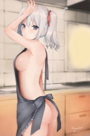 【二次エロ画像】おかえり～＾＾アソコの中にただいましたい裸エプロン娘www