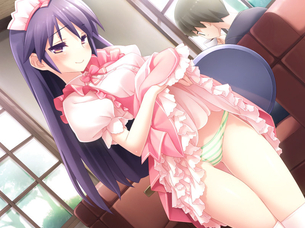スカートたくし上げてエッチな部分を見せてくるスケベ画像