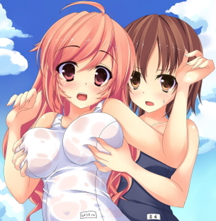 【二次エロ画像】早熟故に窮屈そう…ムッチリ美少女のスク水痴態www