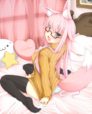【二次エロ画像】何故かウザ率が多いとされるピンクヘアーの眼鏡っ娘www