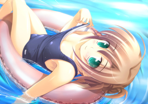 【二次エロ画像】ヤるならズラして使うべき！スク水姿の眩しい美少女たちwww
