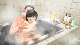 【同棲カップルの日常】彼女と湯船に漬かったら・・・とりあえずおっぱい揉む・・・