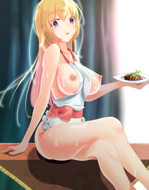 【二次エロ画像】玄関開けたら即犯したくなるハミ乳モロ尻w裸エプロン幼な妻www