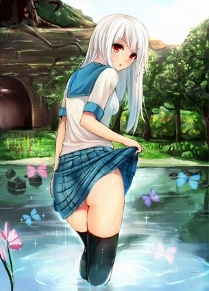 【二次エロ】スカートをめぐりあげてる二次元羞恥エロ画像くだしあ part9