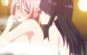 アニメ『捏造トラップ-NTR-』3話で温泉で女の子同士が裸でエッチなことしてるエロシーン！