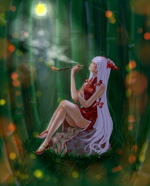 東方キャラがタバコを吸っている画像